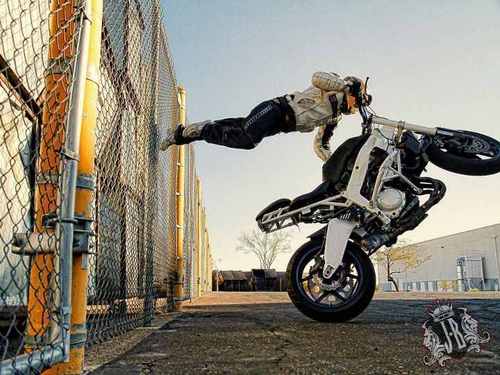 It's Griffy, the cheesiest cheese ball on the planet, always smiling and living life ripping on my stuntbike!