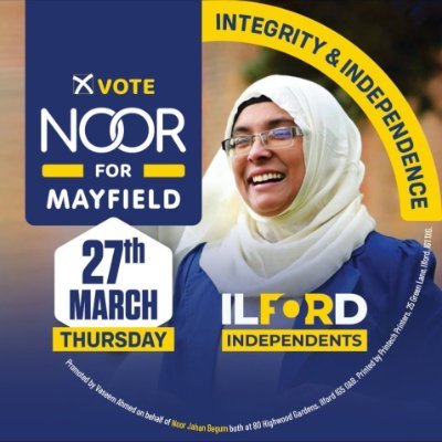 We will change the way politics is done in Redbridge. Promoted by Vaseem Ahmed on behalf of Noor Jahan Begum, both at 80 High Wood Gardens IG5 0AB