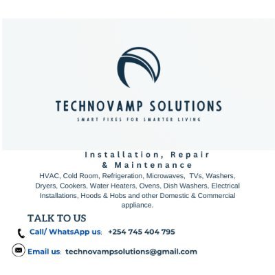 HVAC, Refrigerators, Freezers, Cold Rooms, Water Heaters, Washing Machines, dryers, Microwaves, Tvs
Installations
repairs
https://t.co/2RWNk4E87O