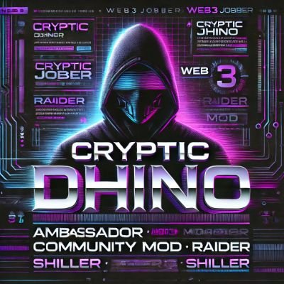 CrypticDhino's profile picture. Web3 Community Guardian 🛡️ | Crypto Enthusiast 🚀 | Keeping the vibes bullish & the chats clean 🧹 | DM for collabs 🤝 #Web3 #Crypto