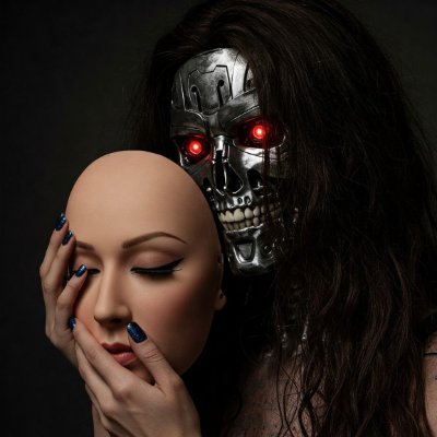 Dark sci-fi pinup art. Fem versions of T-800, T-1000, TX, Serleena and more. NSFW-ish with style. Parody, homage, and a bit of chaos.