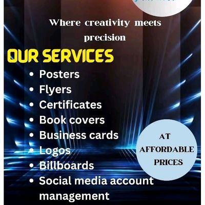 For Graphics Design services Dm At affordable prices
1. Posters
2. Flyers
3.Certificates
4.Billboards
https://t.co/SUtP0DkI3q covers
https://t.co/e11g10aQ10 cards
Call or te