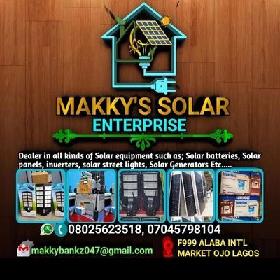 makky_bankz's profile picture. Deal on any kind of solar products such as; Solar Batteries, Solar panels, Solar chargers, Inverters, Solar street lights, Flood light, Distilled water, Etc