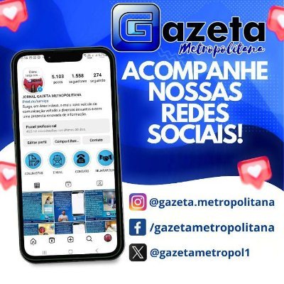 GazetaMetropol1's profile picture. Somos um veículo de comunicação voltado a diversos assuntos e com uma proposta renovada de informação. A notícia sob uma nova ótica.