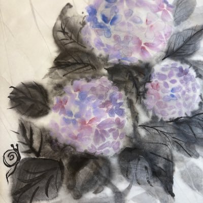 墨の滲み暈しグラデーションの美しさや力強さ繊細さに惹かれました。命の讃歌として感動を生める作品を目指したいな。DM無言フォロー失礼します。#水墨画#墨彩画#墨象#花#猫他恐竜#爬虫類#生物全般大好き#人間もInstagram@annan46497