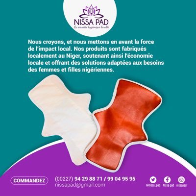 Girls and women require access to appropriate menstrual hygiene materials, information and good practices. 📧 : nissapad@gmail.com , whatsApp +22794298871