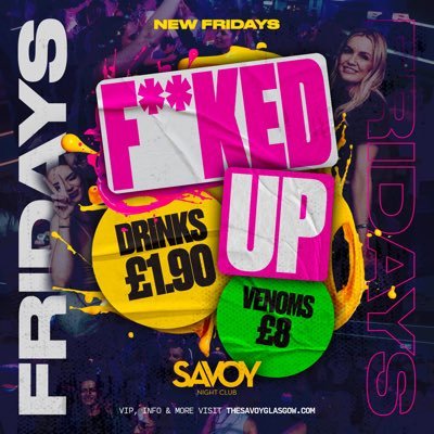 Savoy Nightclub Friday | Saturday | Sunday Amazing Drink Prices and Booth Deals online Doors open 22:30