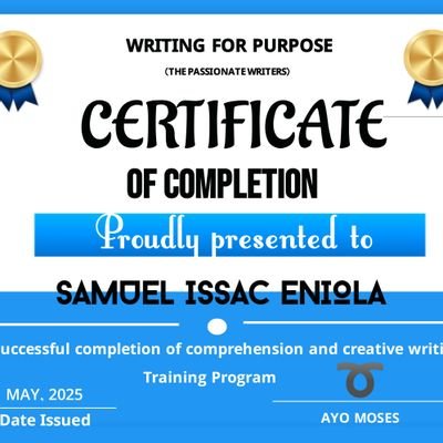 Am a student nurse and a graphic designer I design certificate award on different brand, please follow me on my platform, both on Whatsapp, Facebook, telegram,