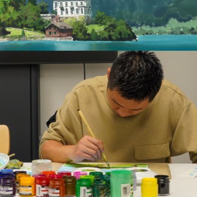 アニメーション背景美術/手描きメインで仕事しています。よろしくお願いいたします。I work in background art for anime feature films in Japan. My artwork is primarily done in hand-painted poster colors