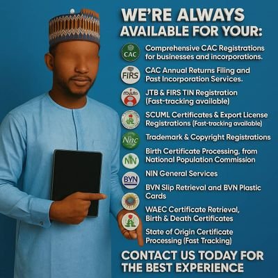 CacBusinessReg's profile picture. Registration of Business,Company & Organization|SCUML,Tax Identification Number (TIN),Digital Marketing, Business Plan Expert. Whatsapp: 09062882515💻