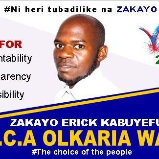 Am Erick Kabuyefu Zakayo,32years old ,married and once I was a candidate 2022 mca race at Olkaria Ward. Am a graduate diploma in community development.
