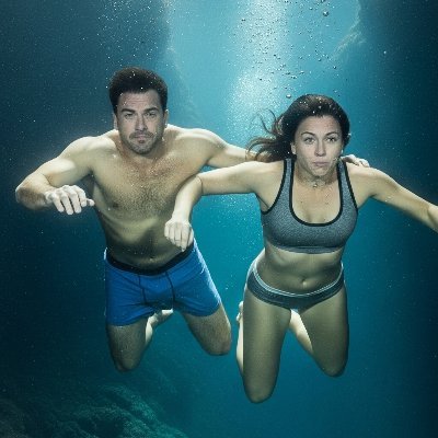 Men and women having underwater adventures
(AI generated content)