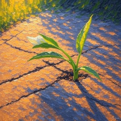 A little green soul thriving in solitude, finding beauty in the quiet moments.