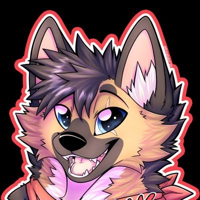 Max Shesky a hybrid german shepherd 🐕🦺and husky 🐺 and Steamer John a Steamboy 👨🔧, steam train driver 🚂. Art by @Kosseart Fursuit by @Tiwoof