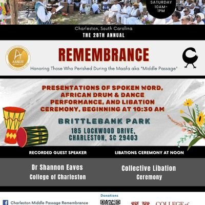 FB IG YT 29th @chsremembrance Sat June 13 2026 Sullivan's Island SOUTH CAROLINA #Ancestors #AfricanDiasporaCulture #MAAFA #GullahGeechee