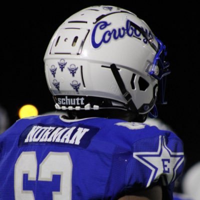 Edna Cowboys #63 LT/RT 6'3 264 Edna High School 5’1 40yd dash 4.6shuttle run, 485 squat, 285bench press and 265 power clean NHS member 5.13 GPA | Senior