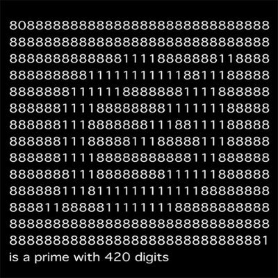 Wow, a prime number with 420 digits!
CA: 0xc3d5cd45a5439c93b2d865a24cfb60564fa05372