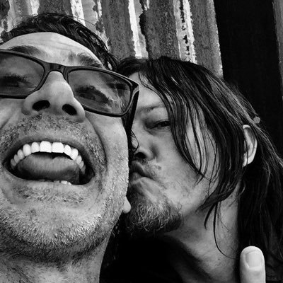 two storms in leather jackets ☠︎︎ jeffrey dean morgan & norman reedus ☠︎︎ @JDMorgan @wwwbigbaldhead #TWD #TheWalkingDead