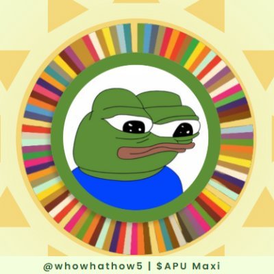whowhathow5's profile picture. The only FROG you can trust. not financial advice. education and entertainment only
$APU Maxi #Bitcoin #Crypto #Stocks #Macro