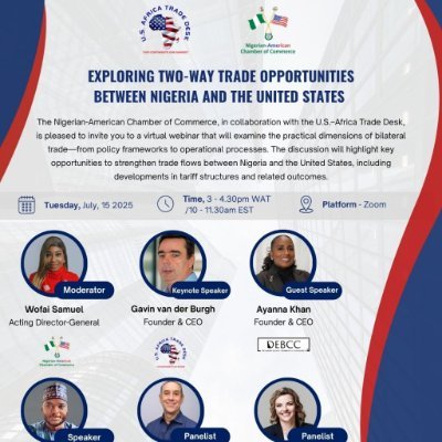 Premiere bi-lateral Chamber established in 1960 and dedicated to advancing Business, Investments & Trade Relations between the United States and Nigeria.