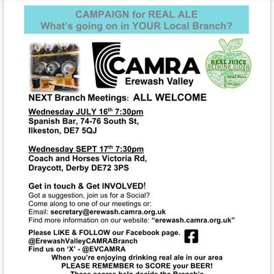 Erewash Valley CAMRA. Supporting Real Ale, Real Cider, GREAT local pubs & breweries GET INVOLVED with YOUR Branch!