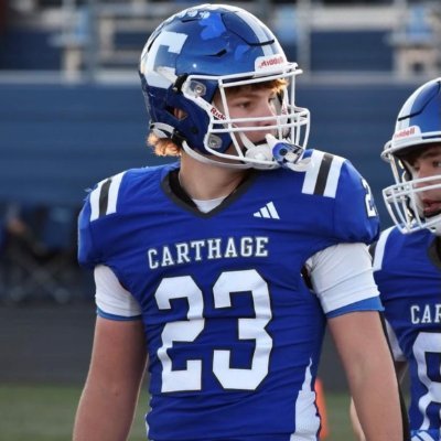 2026 | 6’1 | 210 lbs | 🏈 Linebacker | GPA 3.99 | Carthage HS | 1st Team All-Conference Linebacker, 1st Team All-Area Linebacker, All-District Linebacker