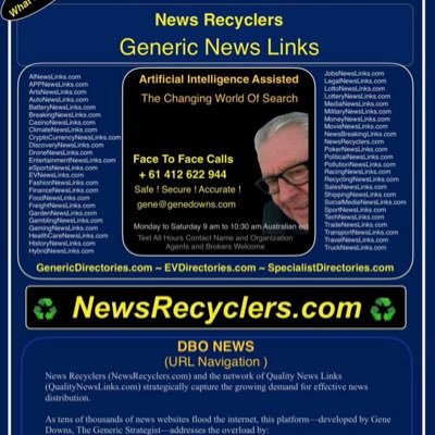Contact Face To Face Calls Monday to Saturday 9am to 10:30 am + 61 412 622 944 - https://t.co/YkD4bLg45q gene@genedowns.com The Generic Strategist