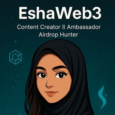 EshaWeb3's profile picture. Content Creator ||Ambassador || Airdrop Hunter||