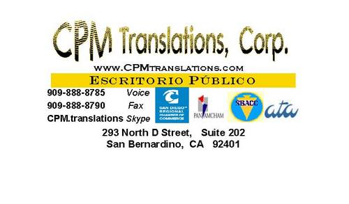 CPMtranslations's profile picture. Spanish Specialists - 
High quality translations at the most reasonable prices.
info@CPMtranslations.com