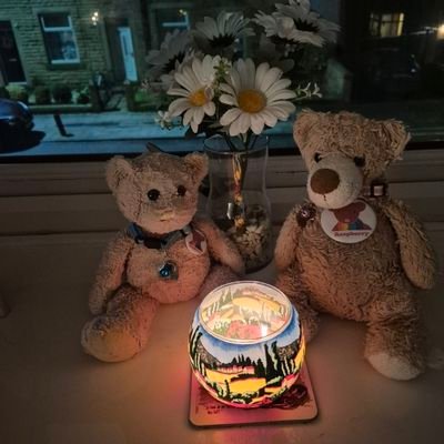 Ted's Gang of Bears! & Suzie .. RIP @joans1963 & Spirit 🐈⬛ Forever in our Hearts 🥹💔💔 Raspberry a little Bear Stuffed with Love💜 #RaspberryNoseDay 💜 💙NHS