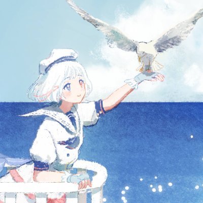 初めまして、染付メゾです!Lighthouse keeper for @bondliver_en’s 2nd gen on IRIAM US! | モデル: @mitunairito | the sea glimmers with love 🎨: #mezzart, ✍️: #poetsuke