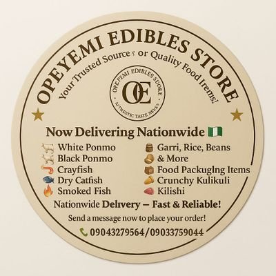 Affordable quality in every bite 🛒 | Seafood & Foodstuffs | Nationwide Delivery 🇳🇬 | Based in Ogbomosho.
white&black ponmo,kulikuli,dry bokoto