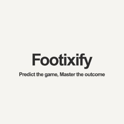 Footixify's profile picture. ⚽ AI-powered soccer insights
🆓 Free & Premium plans → https://t.co/HtlAcJ75UN

Predict the game, Master the outcome