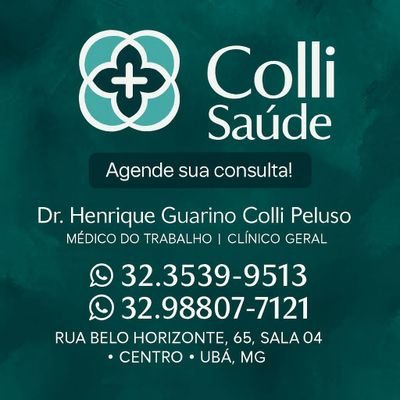 Dr Henrique Guarino Colli Peluso
CRM MG 78373
Atendimentos em clínica geral, medicina do trabalho e perícias médicas