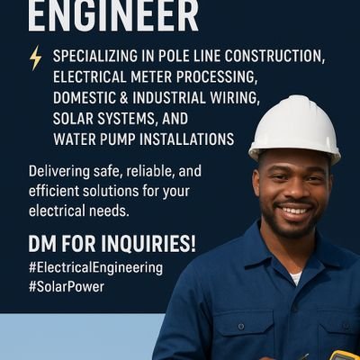 Certified Electrical Engineer⚡️| Pole line construction | electrical meter processing | domestic & industrial wiring | solar systems | water pumps | 0702930486