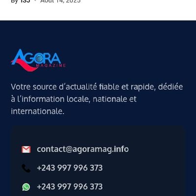 Agora_Mag2000's profile picture. Agora Magazine est votre média en ligne indépendant d'informations générales. Implanté à Kolwezi dans la province du Lualaba.
Agora : S'informer et informer !