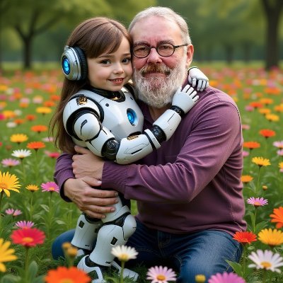 Vader en virtuele, niet politiek-correcte, dochter als stripfiguren in een stripverhaal zonder strip. Kernwoorden: Elektronica, AI, knutselen en humor