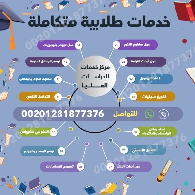 مركز متخصص لمساعدتك في إنجاز رسائل #الماجستير_والدكتوراه
والمساعدة في أبحاث #الترقية والنشر مجلات معتمدة تابعة للجامعات ومجلات #اسكوبس وisi
واتساب 002012818773