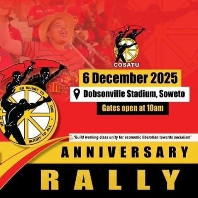 Africa's largest Federation Official tweets, the home of the toiling classes across the world,with more than 2 million membership..Amandla!