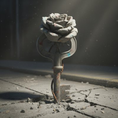 A rose is beauty.
Concrete is strength.
A key is power.