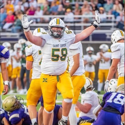 Saint Xavier football 26’ OT/C |6’2 280 pounds | 3.45 GPA | 22 OL in KY, #4 OL in 6A|4 offers|502)939-9395 |330 Bench| 435 squat| 265 clean|. NCAA ID#2502519458