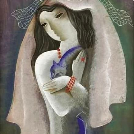 G'wan, I will until I won't. 'Lady with Her Cat', 1930 Béla Kádár (Hungarian, 1877 to 1956)