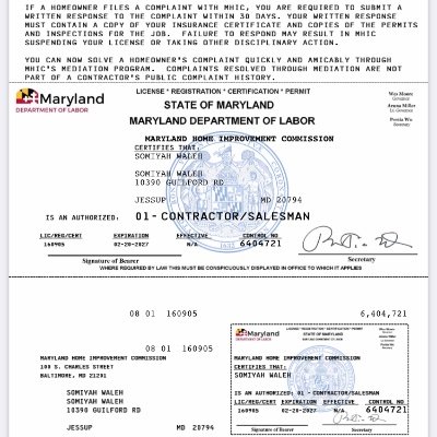 MHIC 160905 licensed, bonded, insured. IICRC certified with WRT license. Over 170 5-star reviews: https://t.co/zVfW8VwJYo. 3spnllc@gmail.com for free estimate!