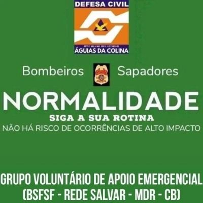 SISTEMA MDR JUNTO A DEFESA CIVIL- REDE SALVAR - GRUPO GAVE - RGV: 631382021 - 1RUGE245 ID: 0F51EA - BSFSF - CENIPA
