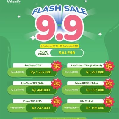 🔥 Siap UTBK dengan maksimal? Gunakan kode PFMTRYOUT + SALE99
untuk akses promo spesial !!! 💪🎯