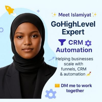 ExpertGhl's profile picture. GoHighLevel Expert | Funnel Builder | Automation Specialist
Helping businesses scale with CRM, automation & high-converting funnels 🚀
📩DM me for set