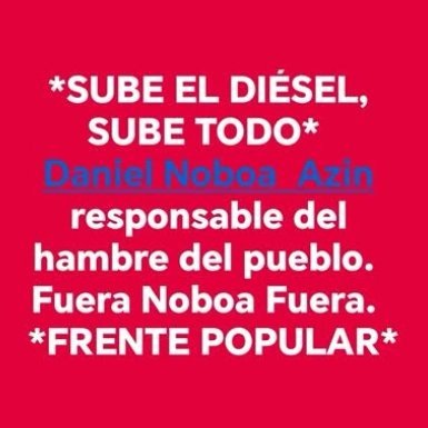 ⛽SUBE EL DIÉSEL→SUBE TODO❌ #FueraNoboaFuera #FrentePopular
📅Martes 23 9 25
📍#FueraNoboa #ElPuebloTieneHambre
https://t.co/m820y9OBZM