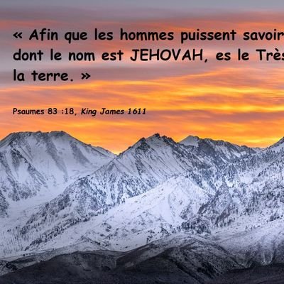 Psaumes 83:18
que tous sachent que toi, dont le nom est YeHoVaH tu es,toi seul ,le Très-Haut sur toute la terre !
