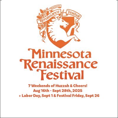 The official Twitter account of the Minnesota Renaissance Festival. Join us for 7 weekends of Huzzah & Cheers, Aug 16- Sept 28 +Labor Day & Fest Friday, Sept 26