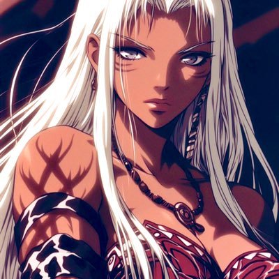 🌙 Silver-haired warrior of the night, carved from shadows and crowned in moonlight — beauty wrapped in danger, power born of silence.
